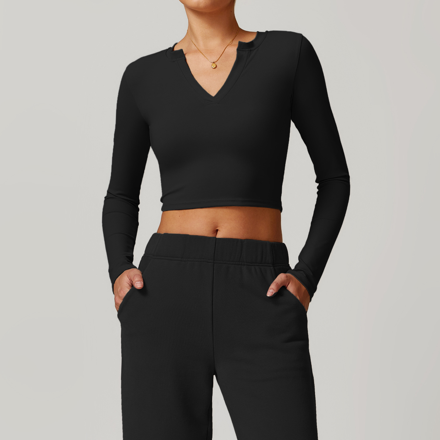 Soft Fabric Long Sleeve Crop Yoga Yop 8900