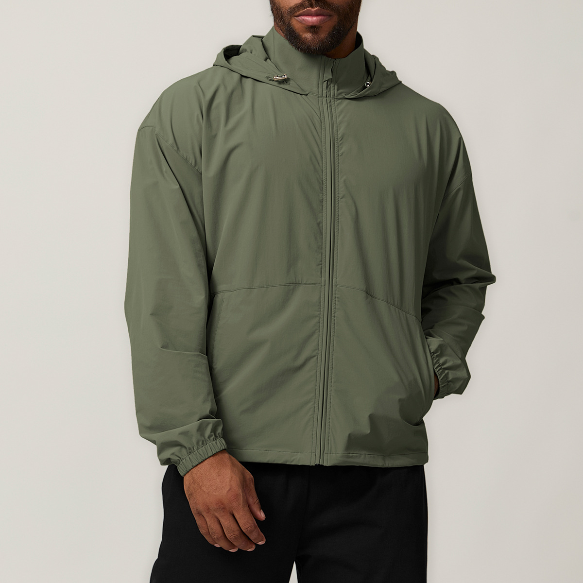 Men Solid Color Waterproof Sports Zipper Jacket With Pocket  DWT1053