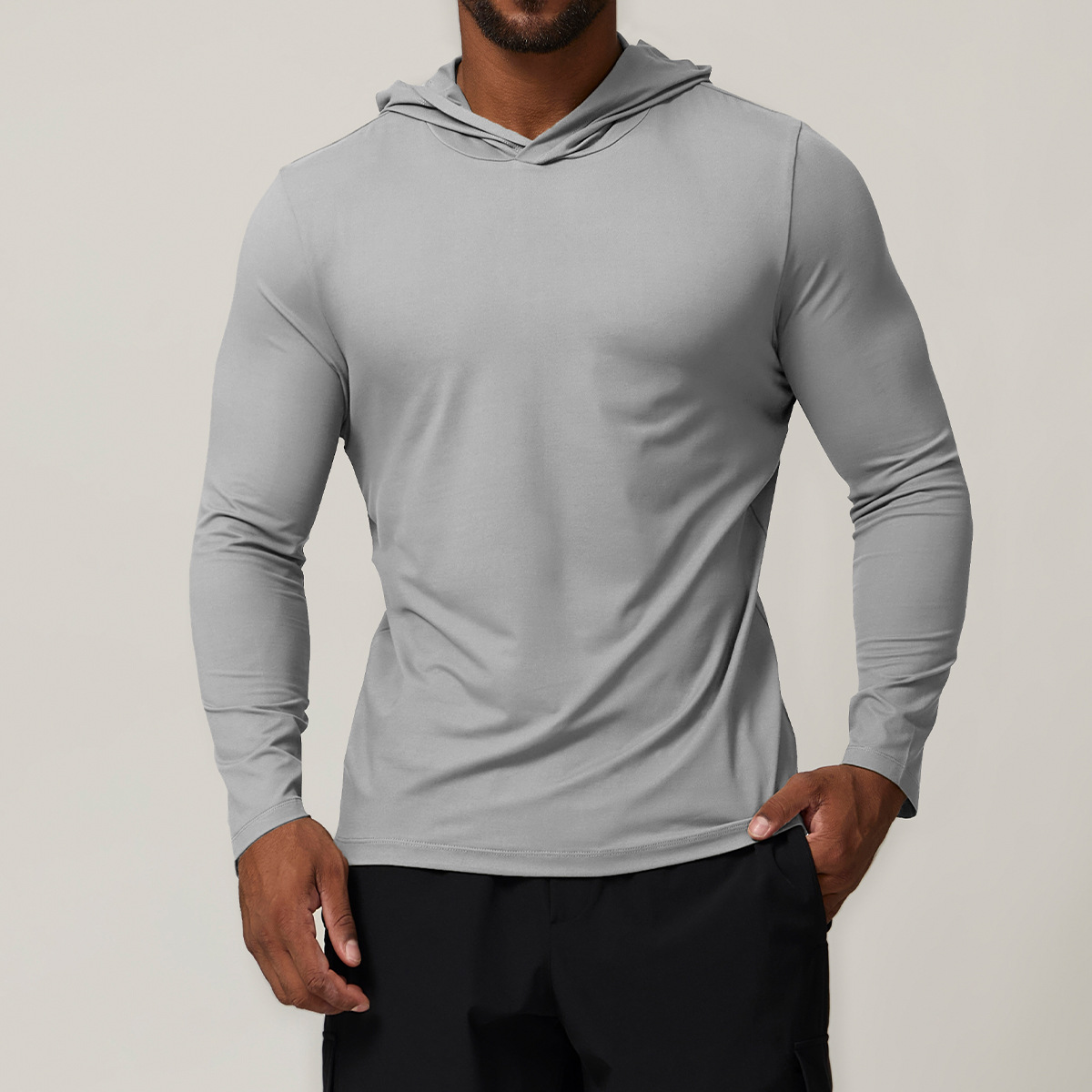 Men Gym Fitness Hooded Long Sleeve Shirt  DCX1023