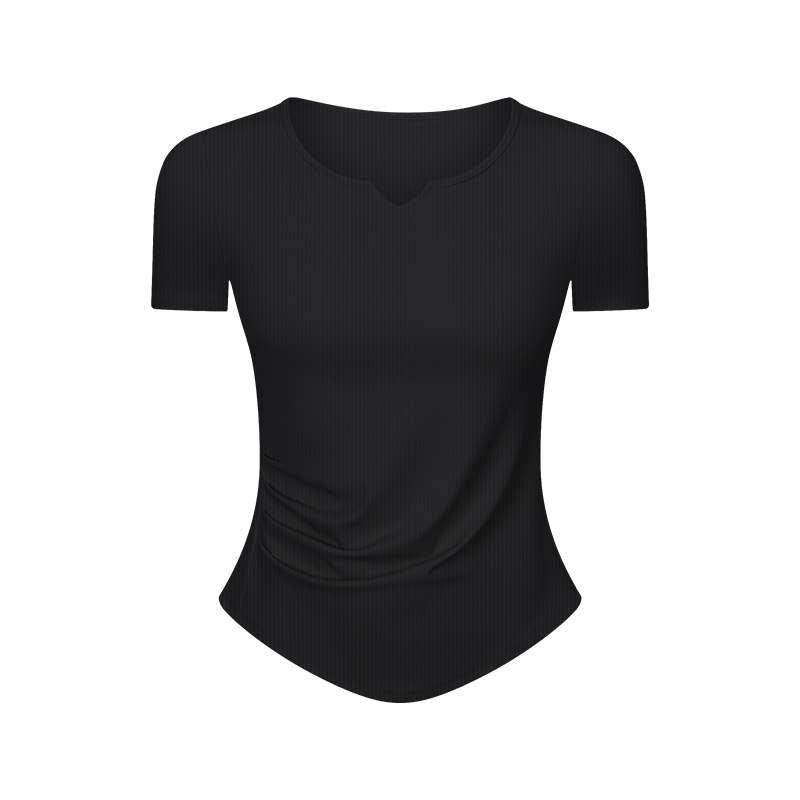 Breathable V-neck Solid Color Yoga T-shirts DS386