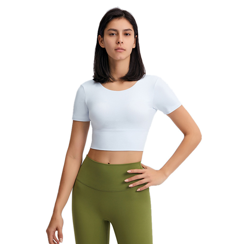 Breathable Backless Solid Color Yoga T-shirts DS070