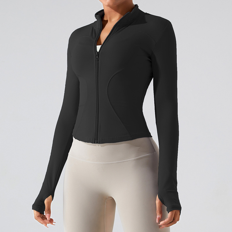 Long Sleeve Women's Running Training Slim Stand Collar Sports Jacket  SYFXH0277