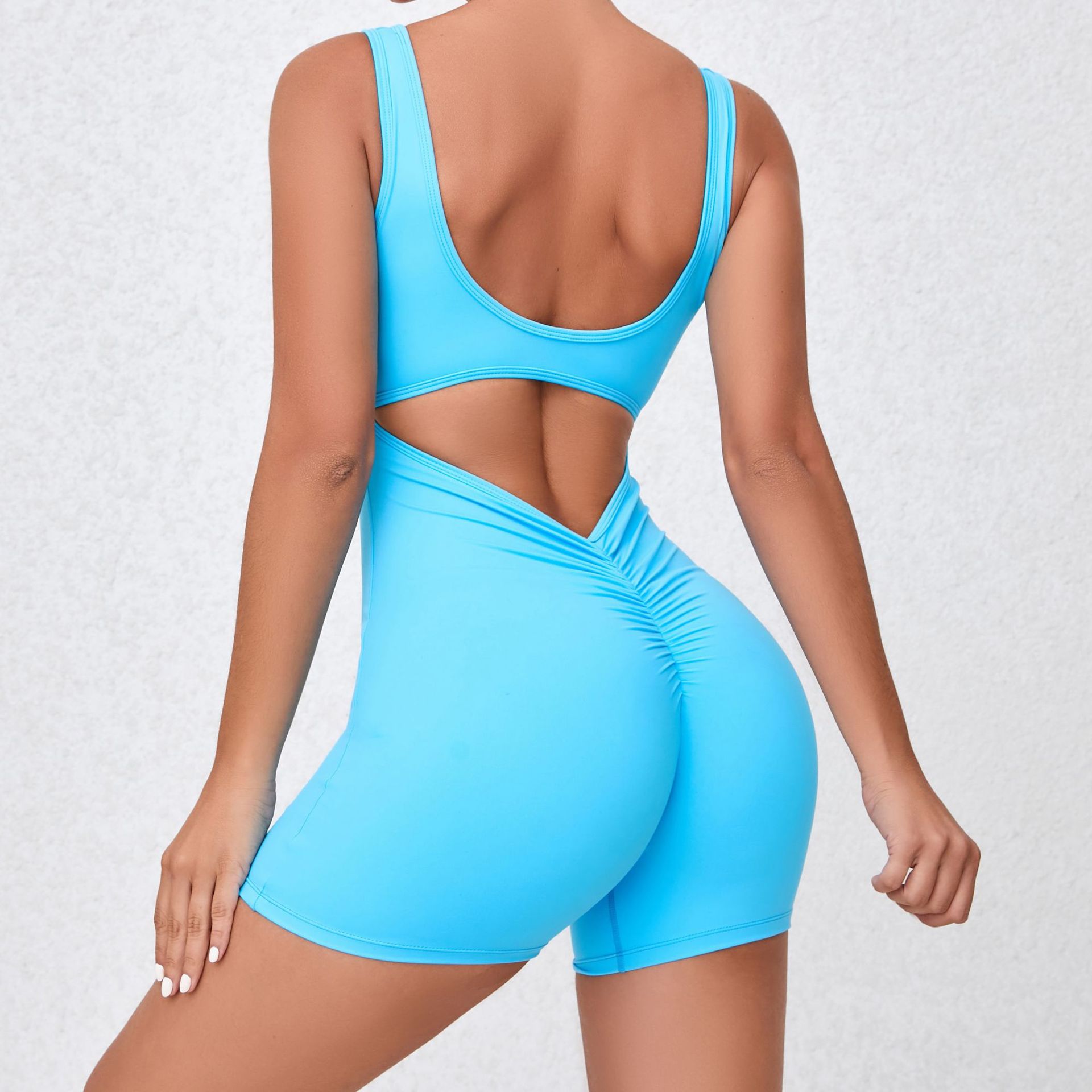 Quick-drying One-piece V-shaped Back Waist Yoga Suit QS4608