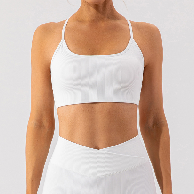 Ribbed Solid Color Soft Material Yoga Bra YW408