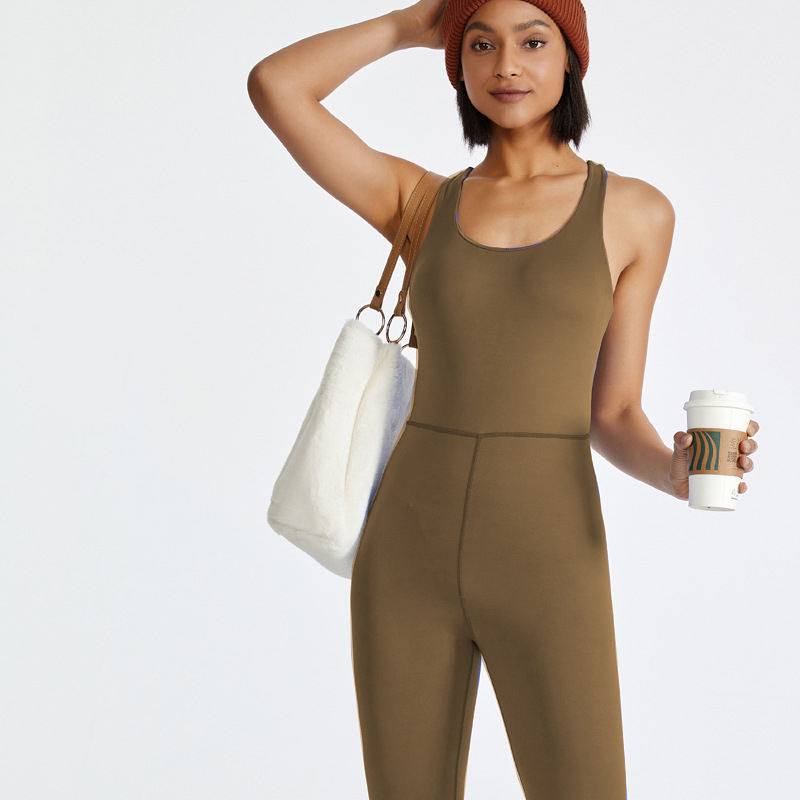 Nude Cross-back One-piece Jumpsuit YW971L