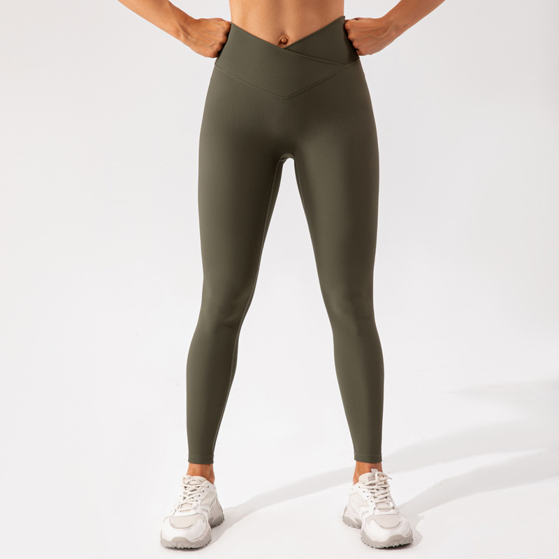 Nude V-waist Hip Lift Soft Material Yoga Leggings KW207