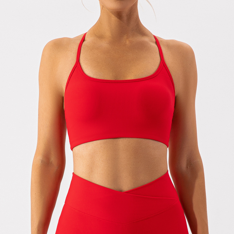 Ribbed Solid Color Soft Material Yoga Bra YW408