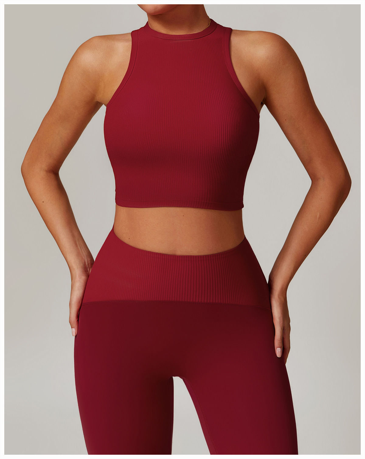 Soft Fabric Ribbed Racerback Yoga Vest 8889