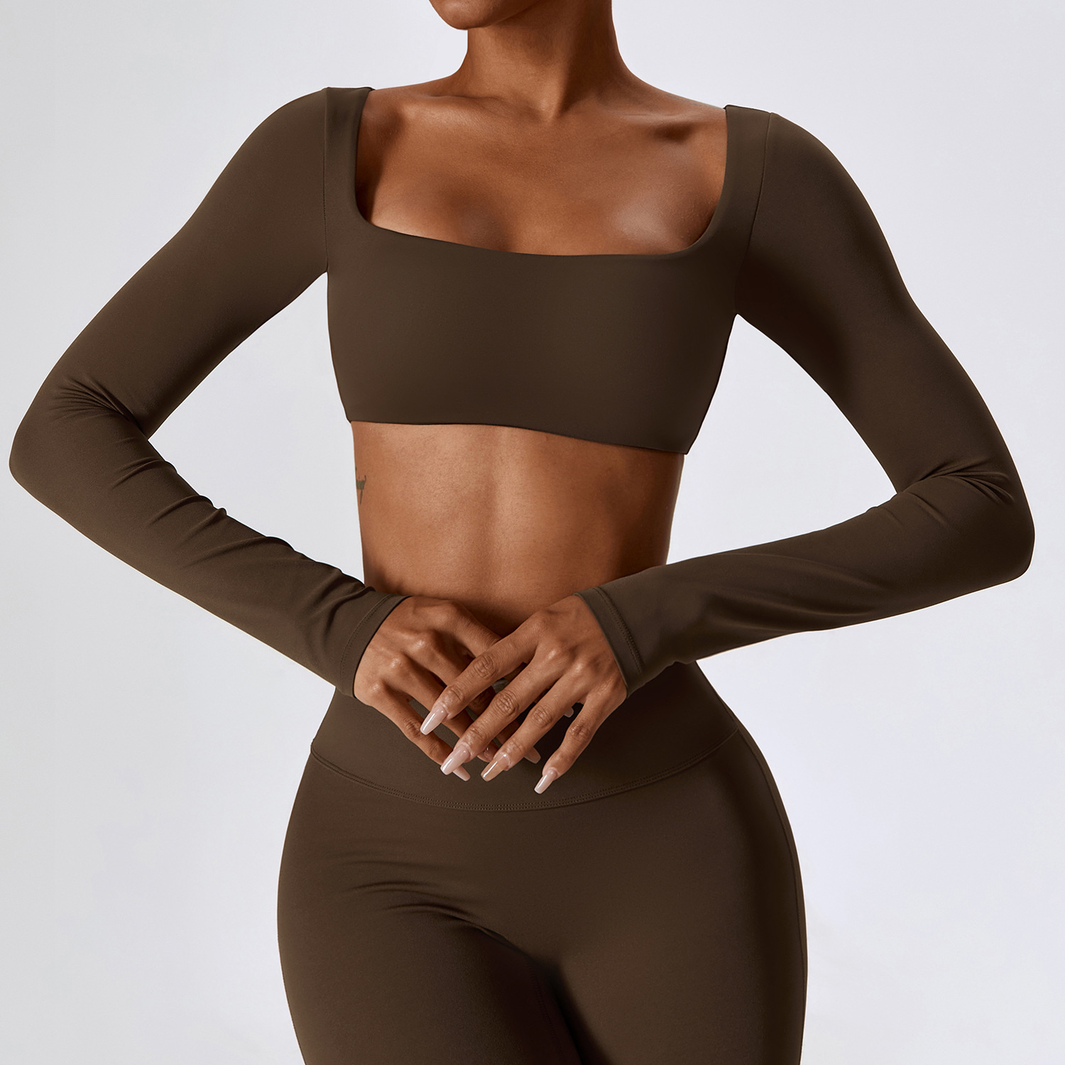 Soft Fabric Long Sleeves Crop Yoga Top 8232