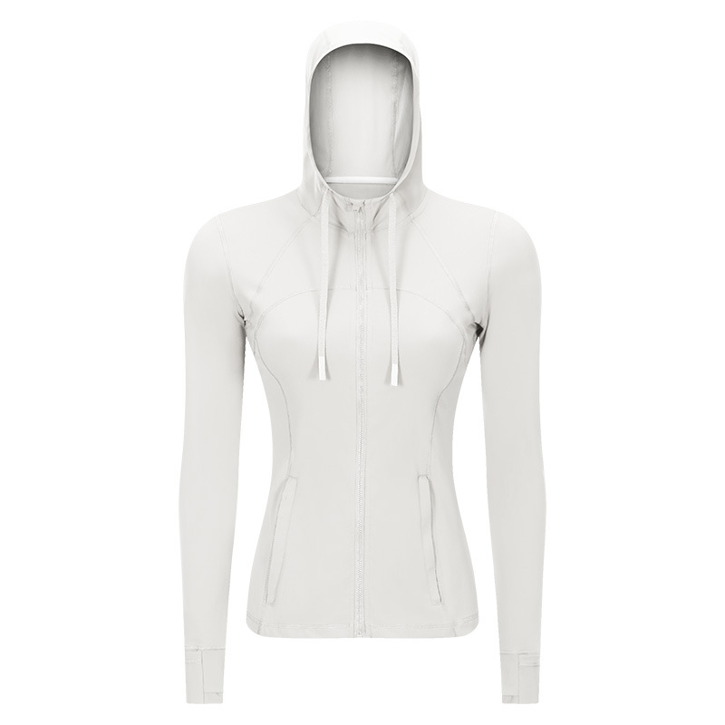 Hooded Jacket Slim Slim Stretch Yoga Long Sleeve Coats S2088