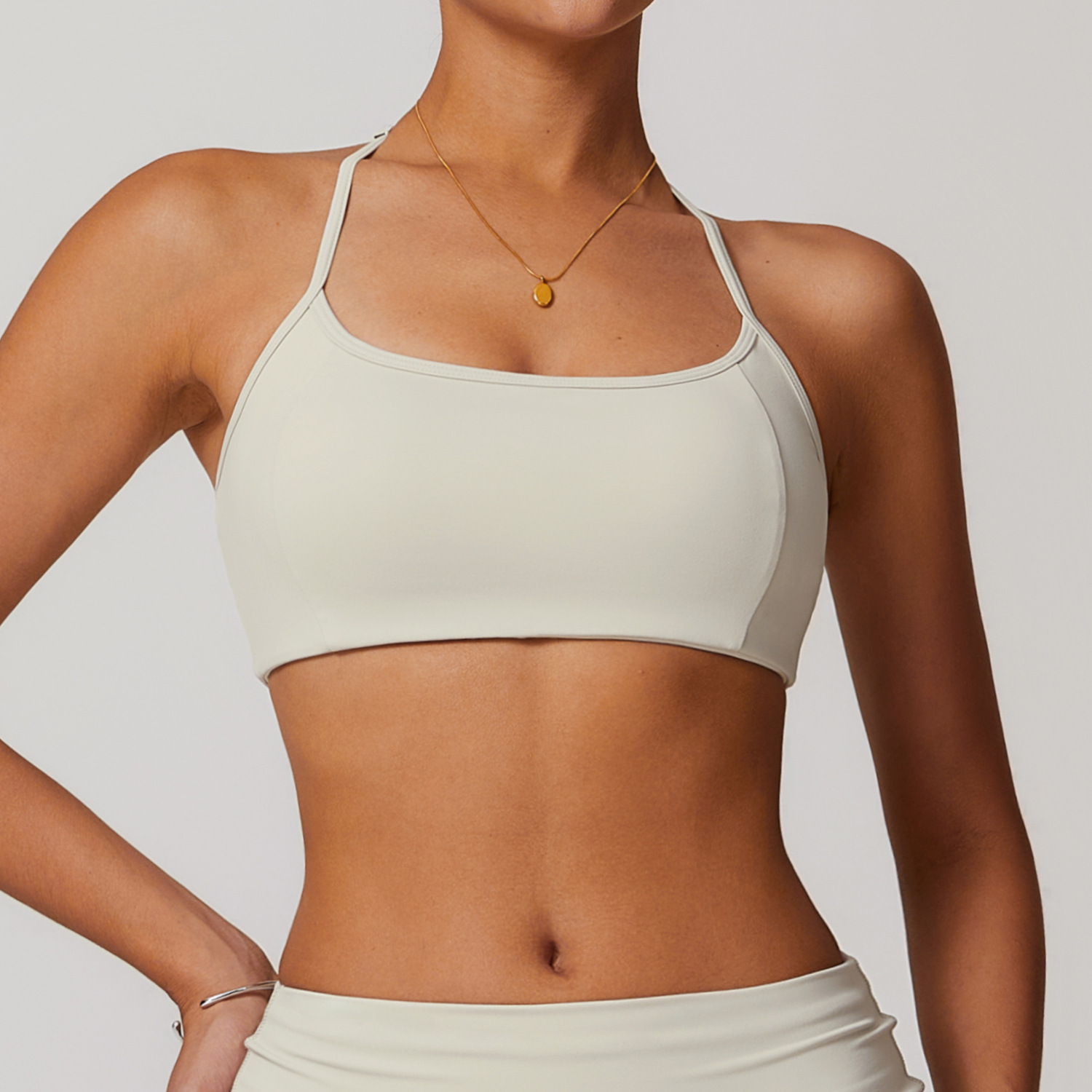 Soft Fabric Thin Strap Halter Yoga Bra