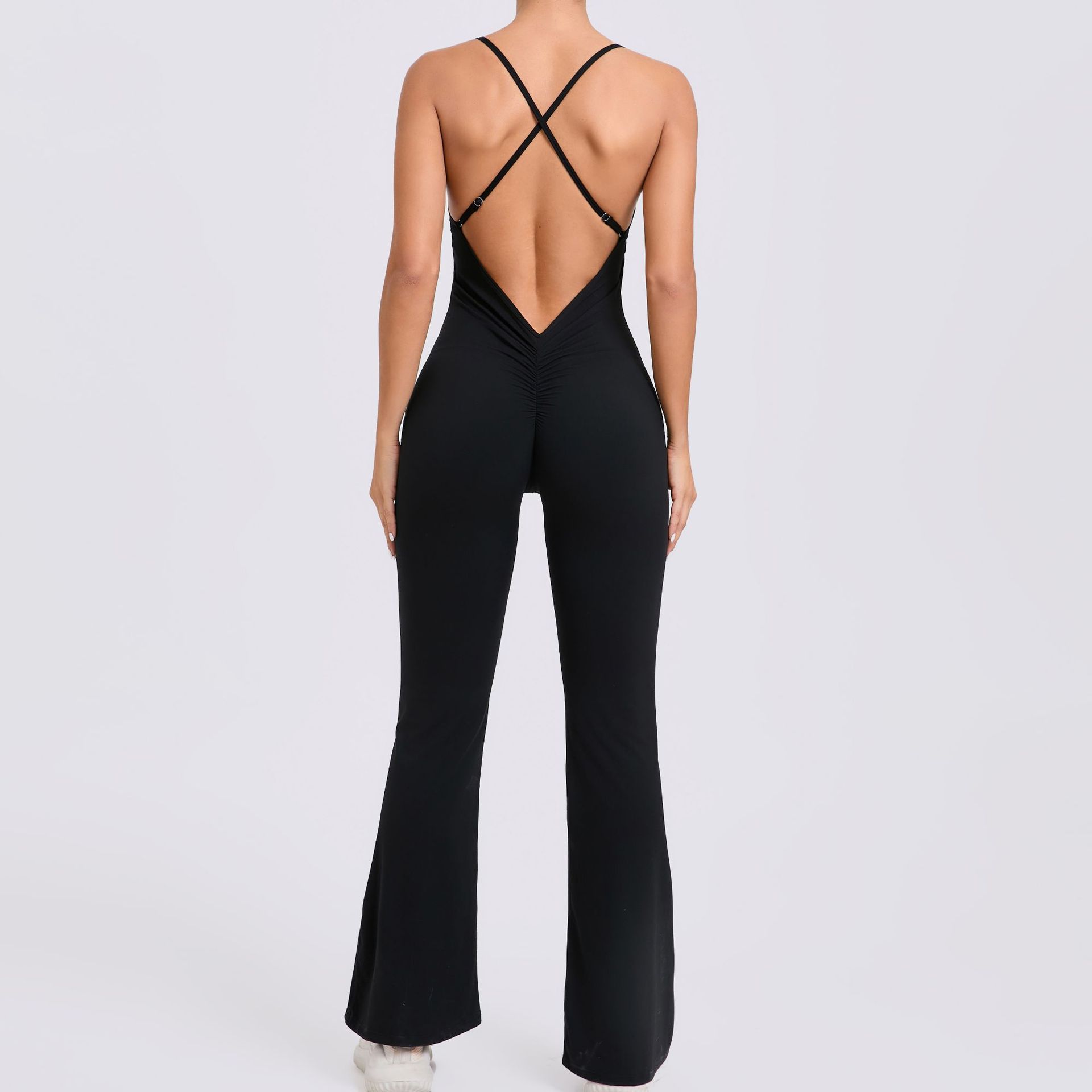 Adjustable Shoulder Straps And Horn Yoga Jumpsuit  QS44081