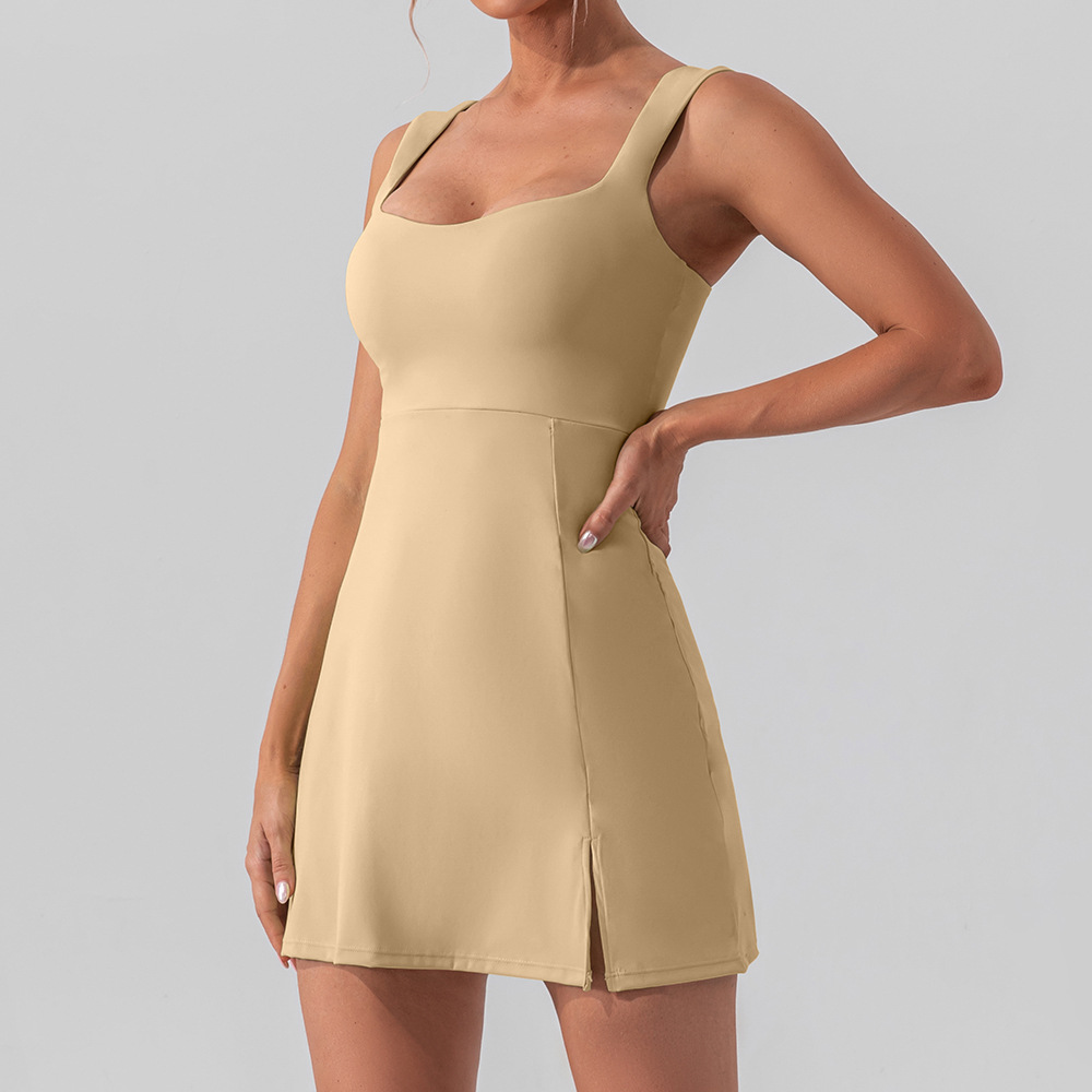 Sexy Halter Solid Color Yoga Tennis Dress YW982L