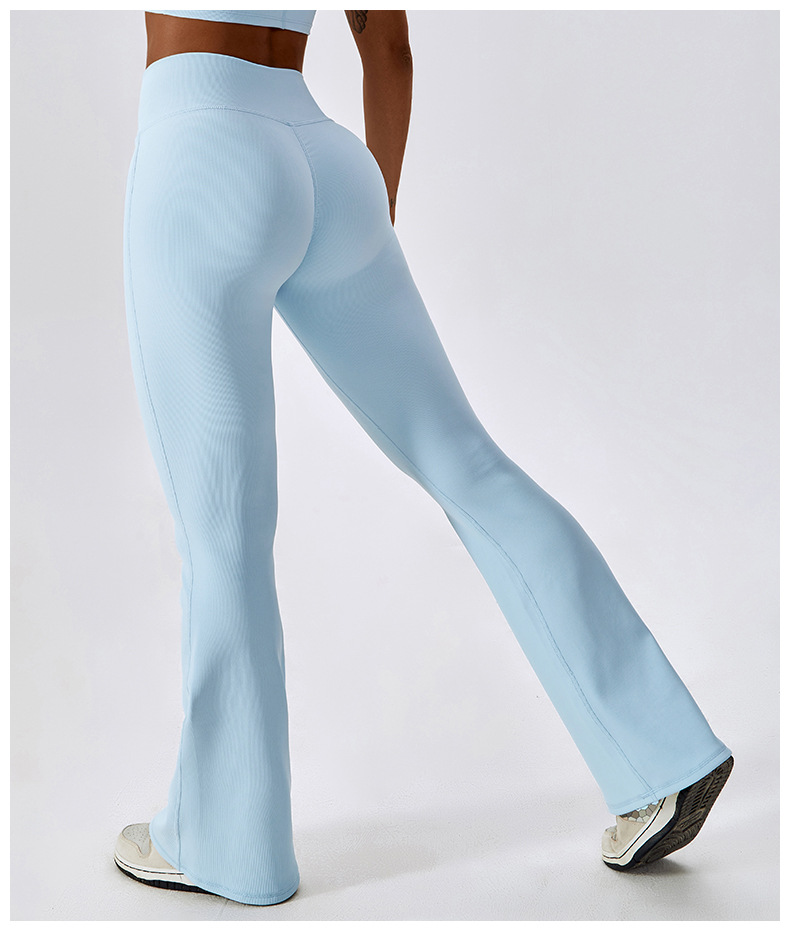 Ribbed Cross Waist Scrunch Flare Yoga Leggings 8333