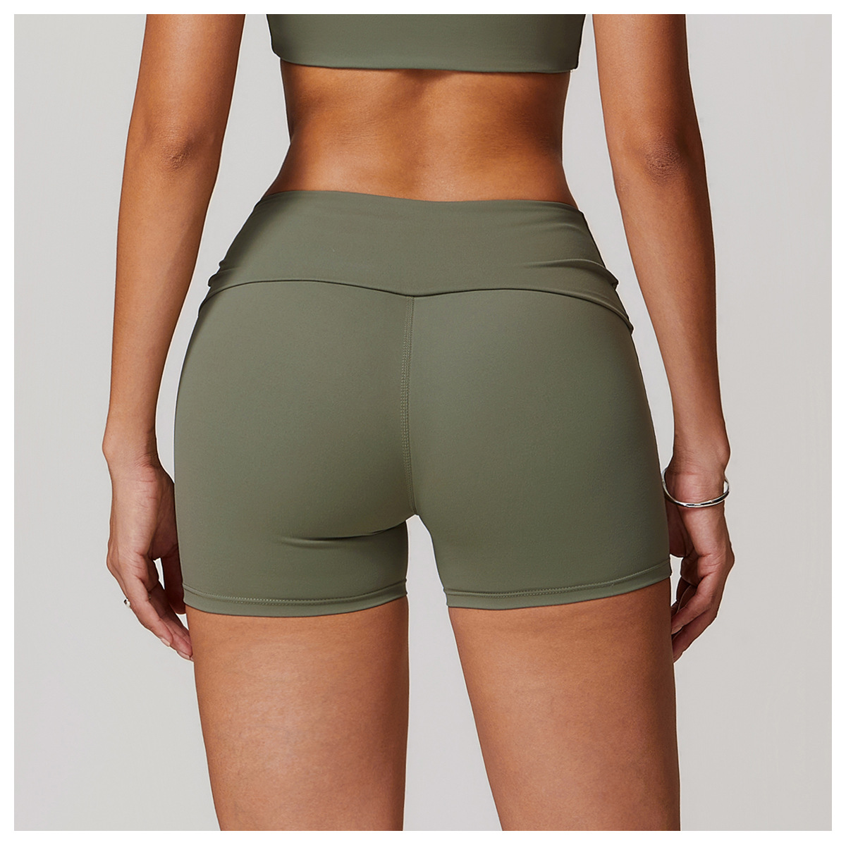 Soft Fabric Folded Waist Yoga Shorts