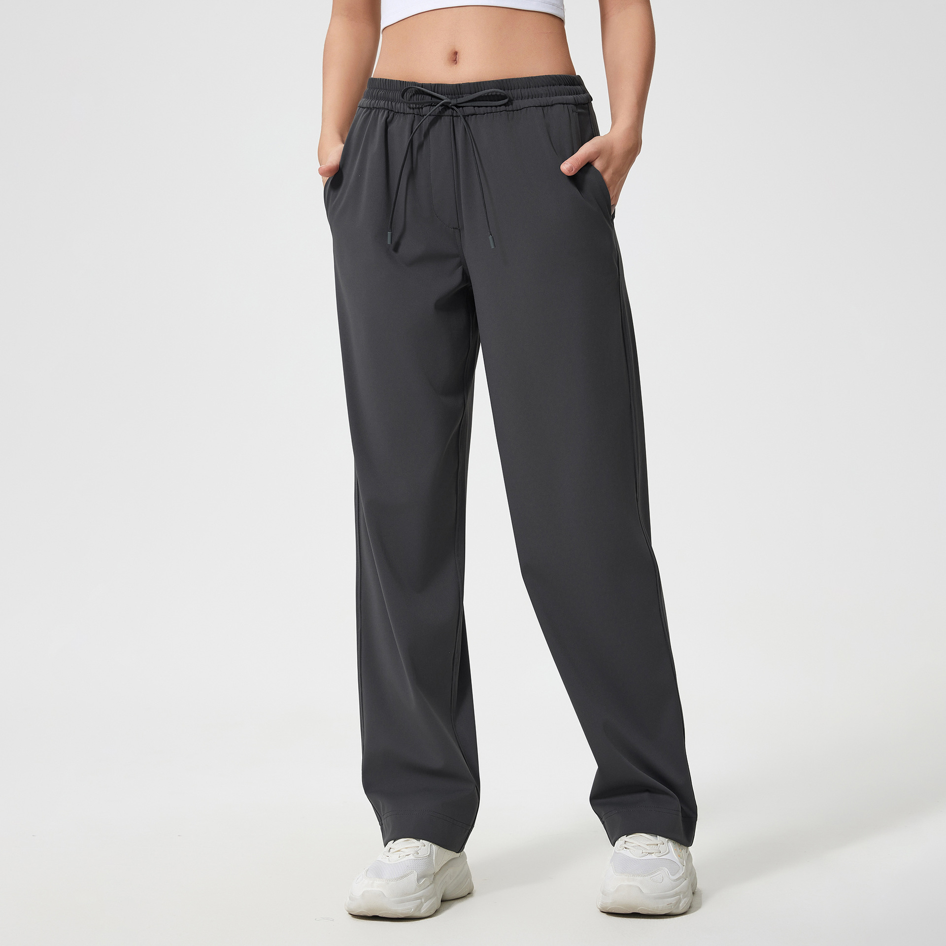 High Waist Soft Material Tracksuit Pants D25046