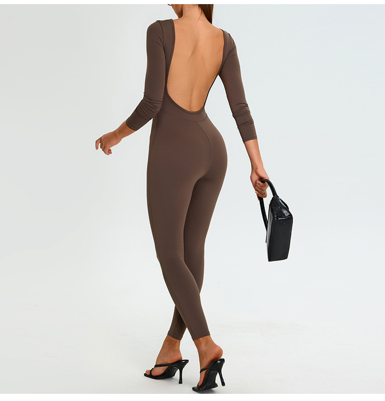 Long-sleeved U-shaped Backless Jumpsuit SYFTM0211