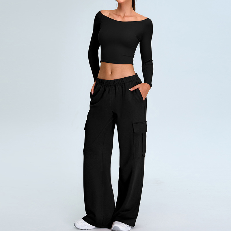 One-shoulder Loose Casual Workwear Straight Pants Suit SYFTM0214Y