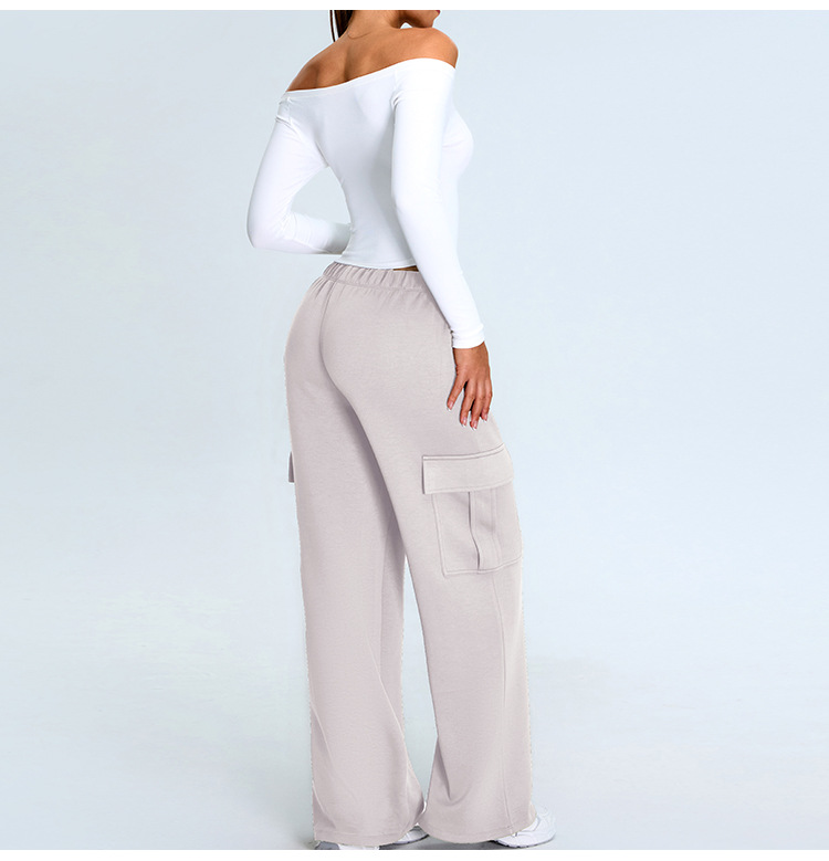 One-shoulder Loose Casual Workwear Straight Pants Suit SYFTM0214Y