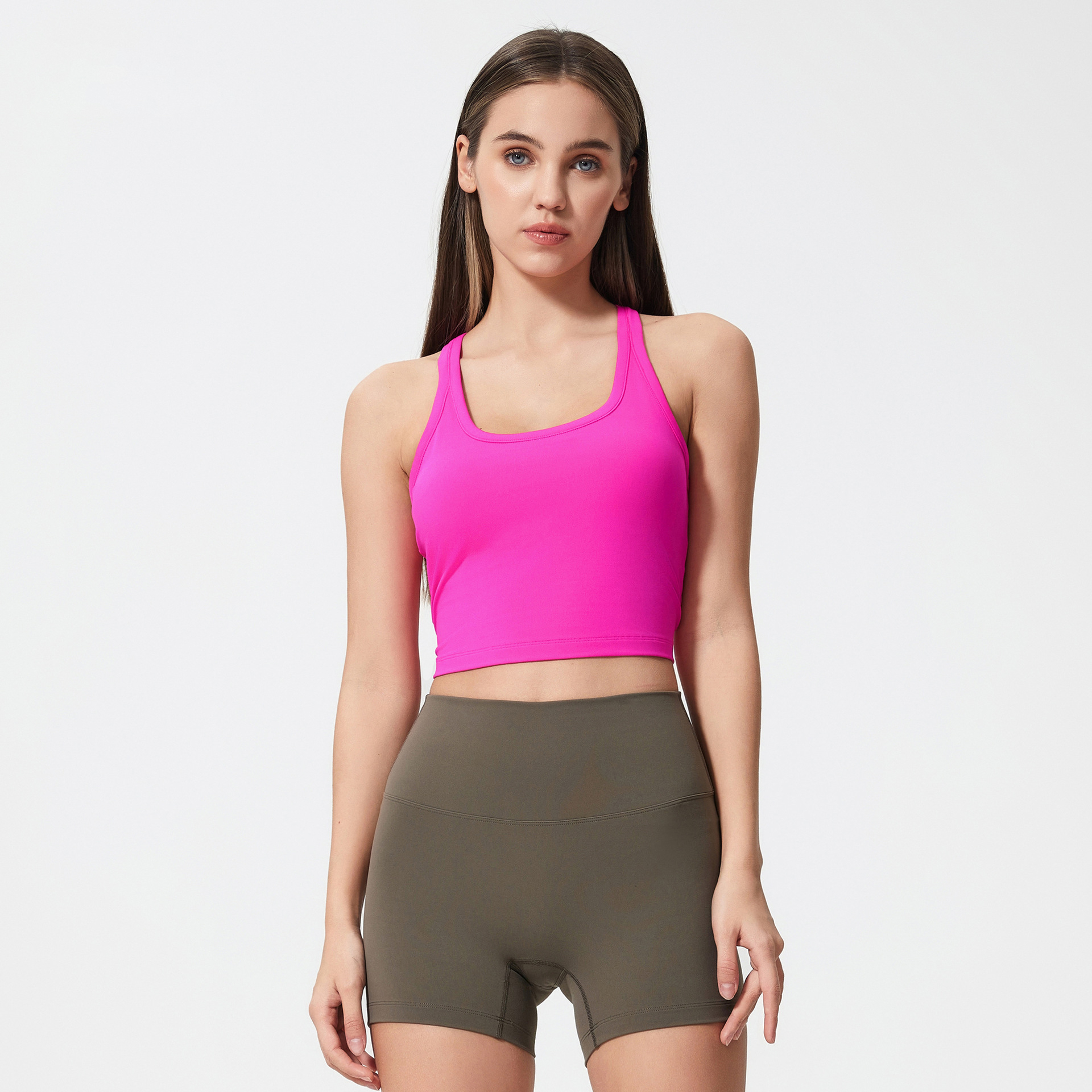 Nude U-neck Solid Color Yoga Tank Top S2081