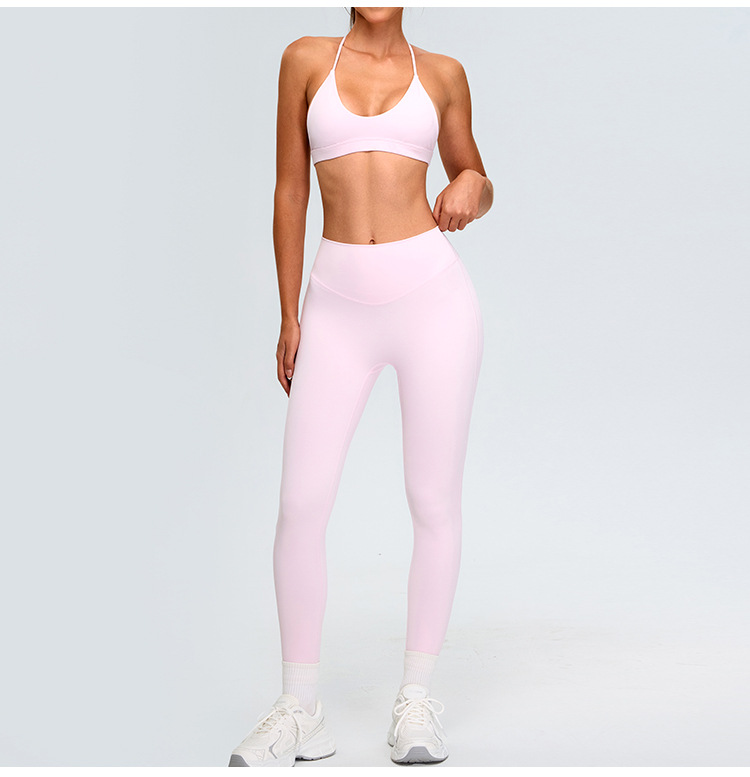 T-shaped Backless Sports Bra And High Waist Pants Suits SYFTM0201Y