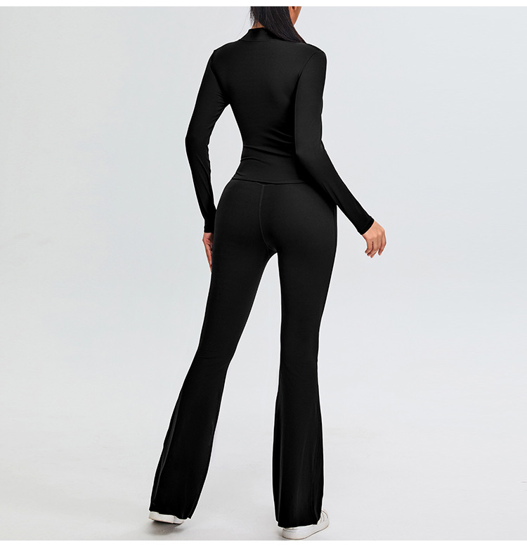 Slim-fitting Women's Half-Zip Flared Wide-Leg Yoga Pants Yoga Wear Suit SYFTM0200Y