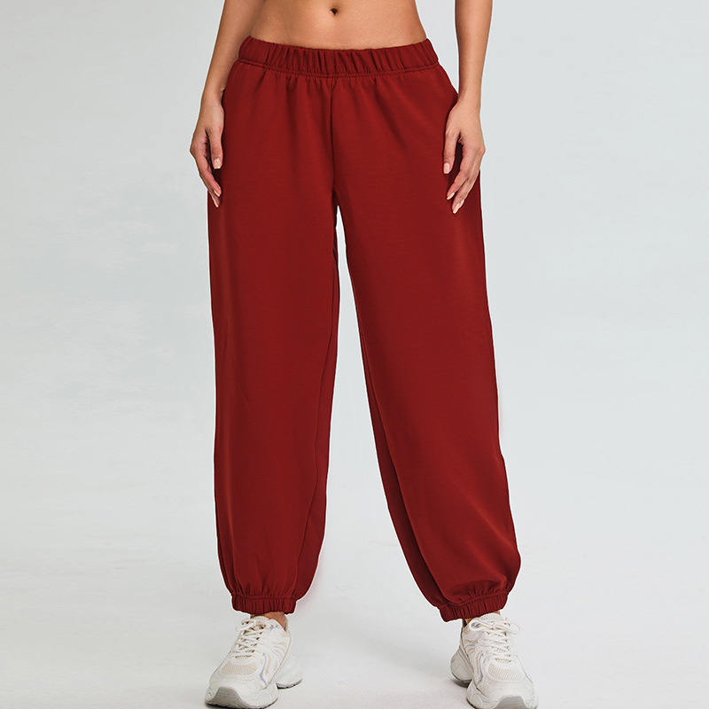 High-waisted Soft And Waxy Workout Loose Casual Pants SYFTM0204