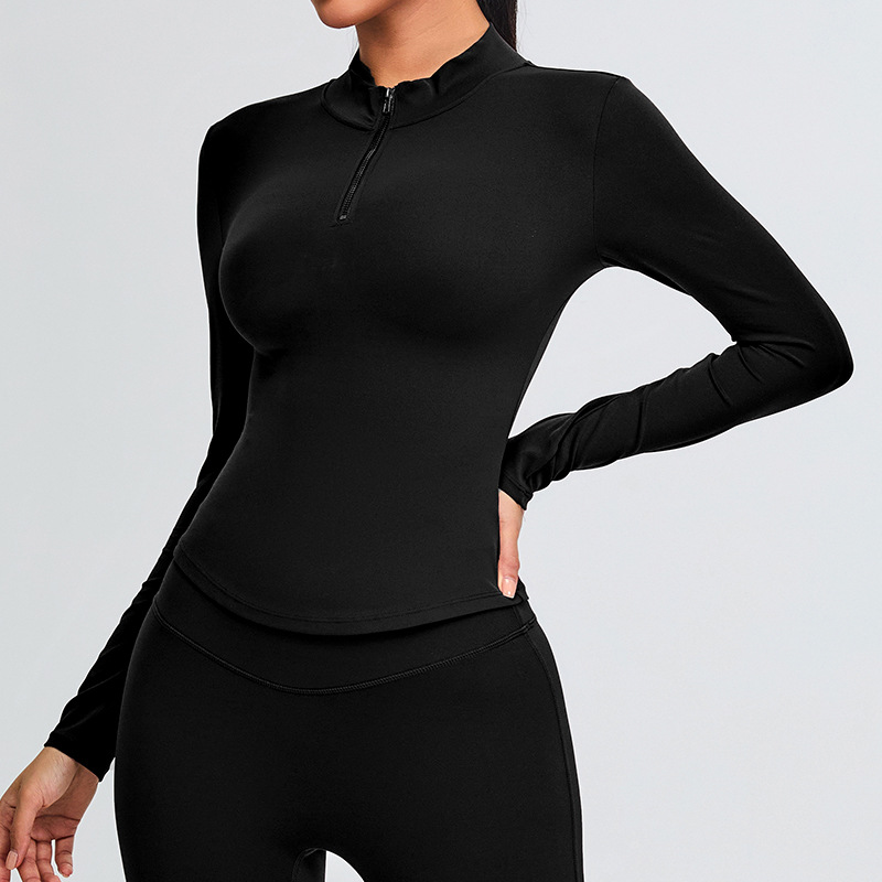 Stand-up Collar Long-sleeved Half-zip Slim Sports tops SYFTM0200