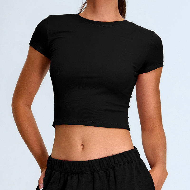 Fine Threaded Short-sleeved Sports T-shirt For Women SYFTM0213