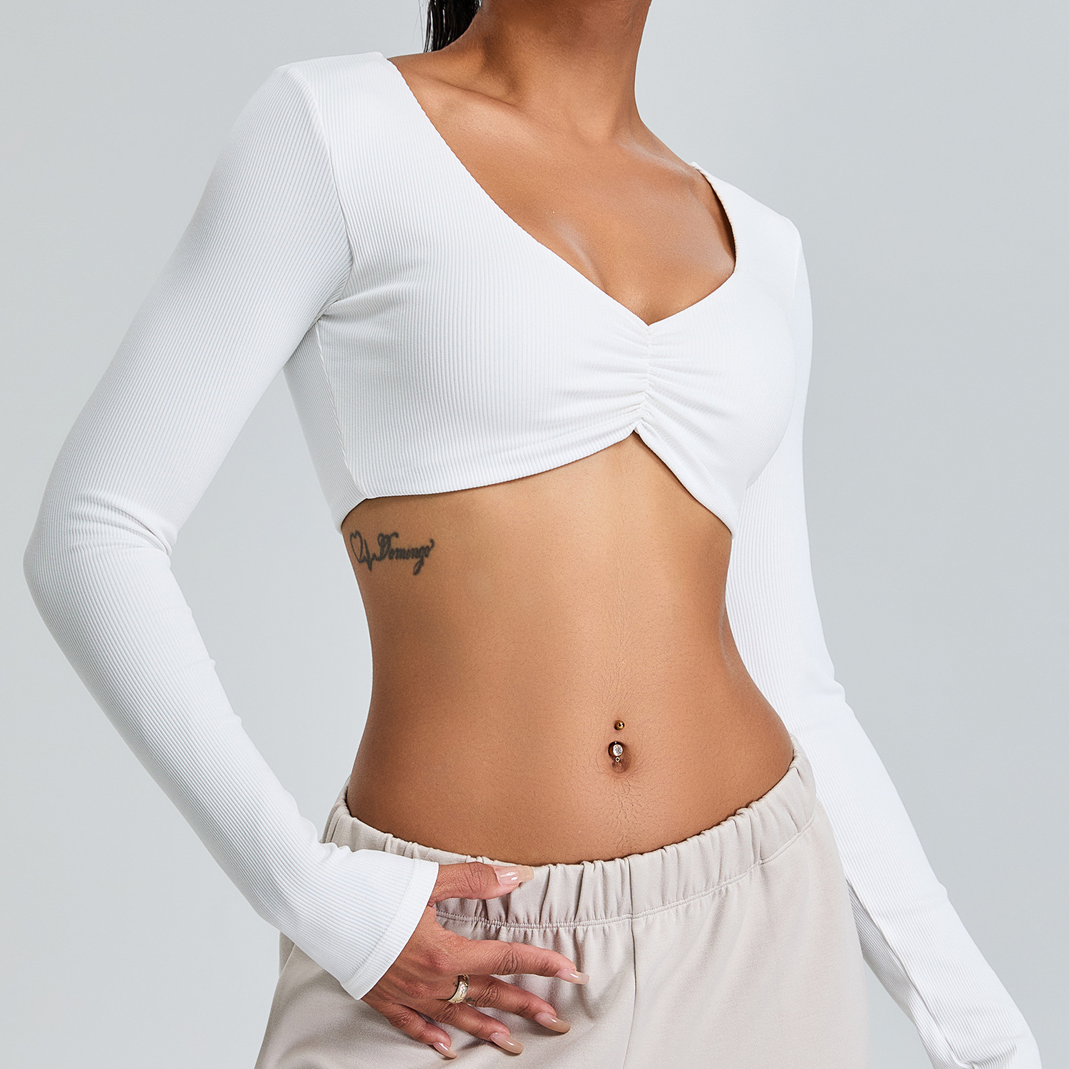 Fine Threaded Long-sleeved Yoga Clothes SYFTM0228