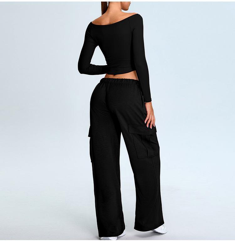 One-shoulder Loose Casual Workwear Straight Pants Suit SYFTM0214Y