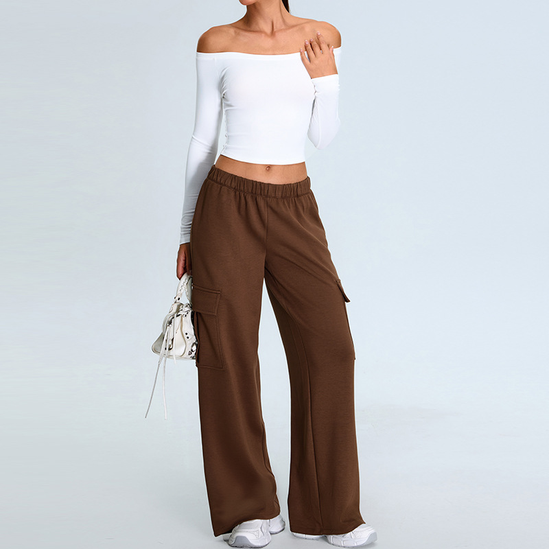 One-shoulder Loose Casual Workwear Straight Pants Suit SYFTM0214Y