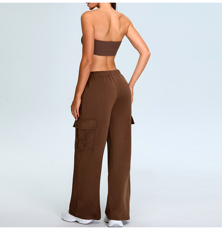 Tube Top Casual Loose Overalls Straight Pants Suit SYFTM0215Y