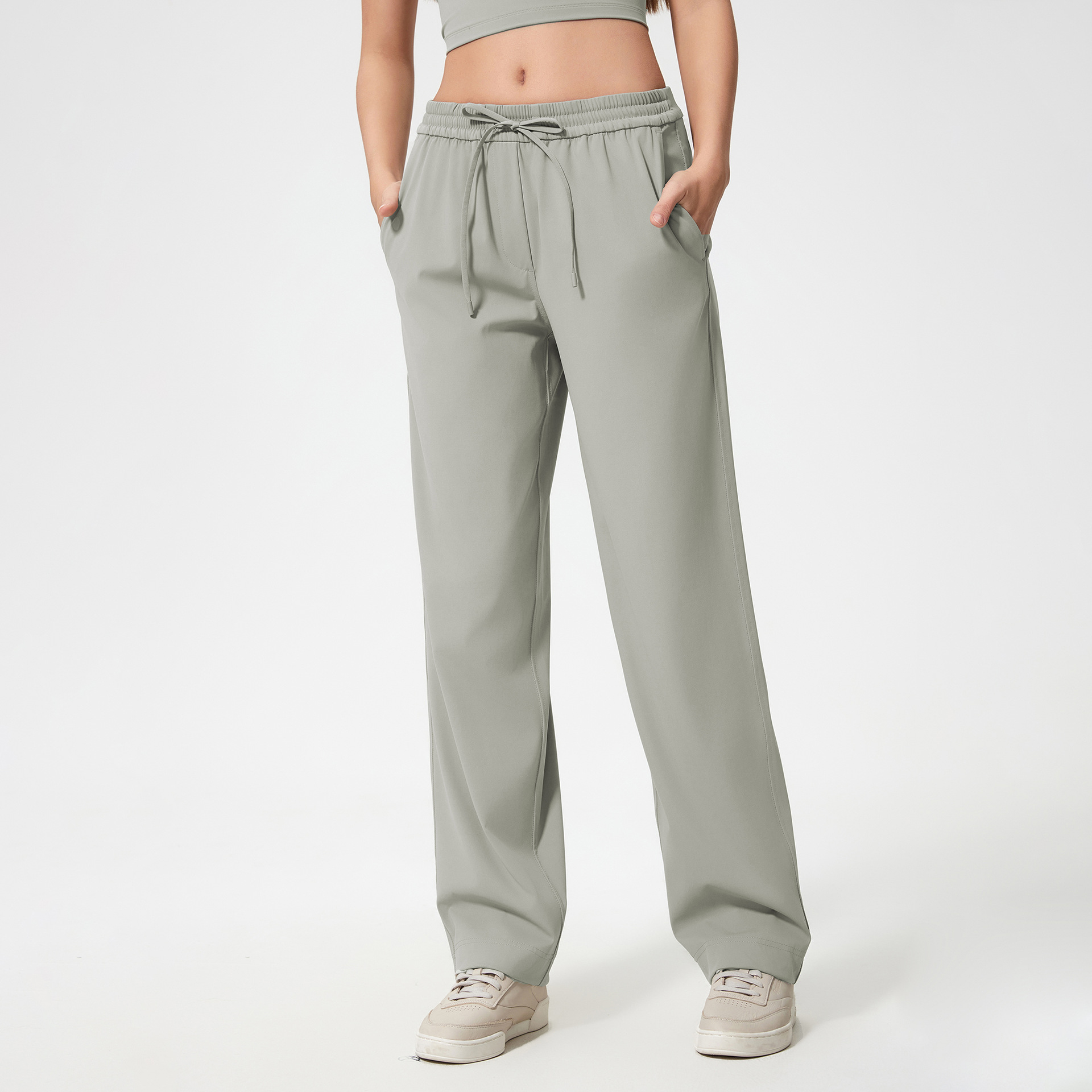 High Waist Soft Material Tracksuit Pants D25046