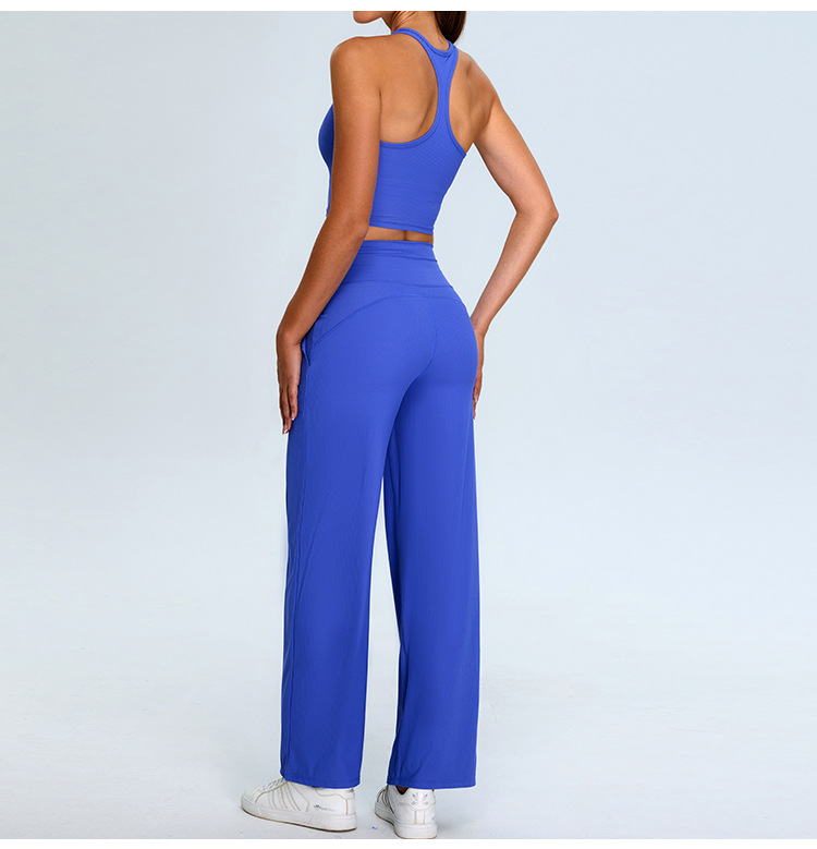 I-shaped Backless Threaded Casual Straight Yoga Suit SYFTM0208Y