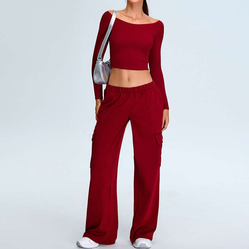 One-shoulder Loose Casual Workwear Straight Pants Suit SYFTM0214Y