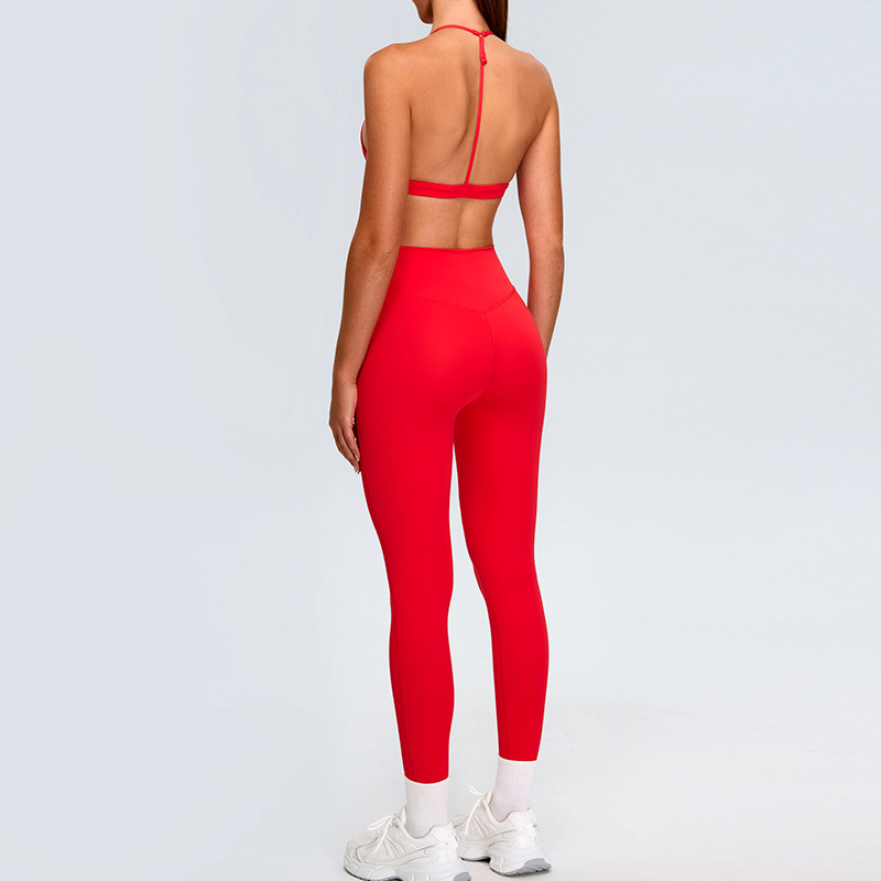 T-shaped Backless Sports Bra And High Waist Pants Suits SYFTM0201Y