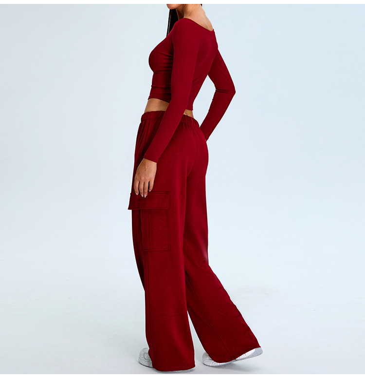 One-shoulder Loose Casual Workwear Straight Pants Suit SYFTM0214Y