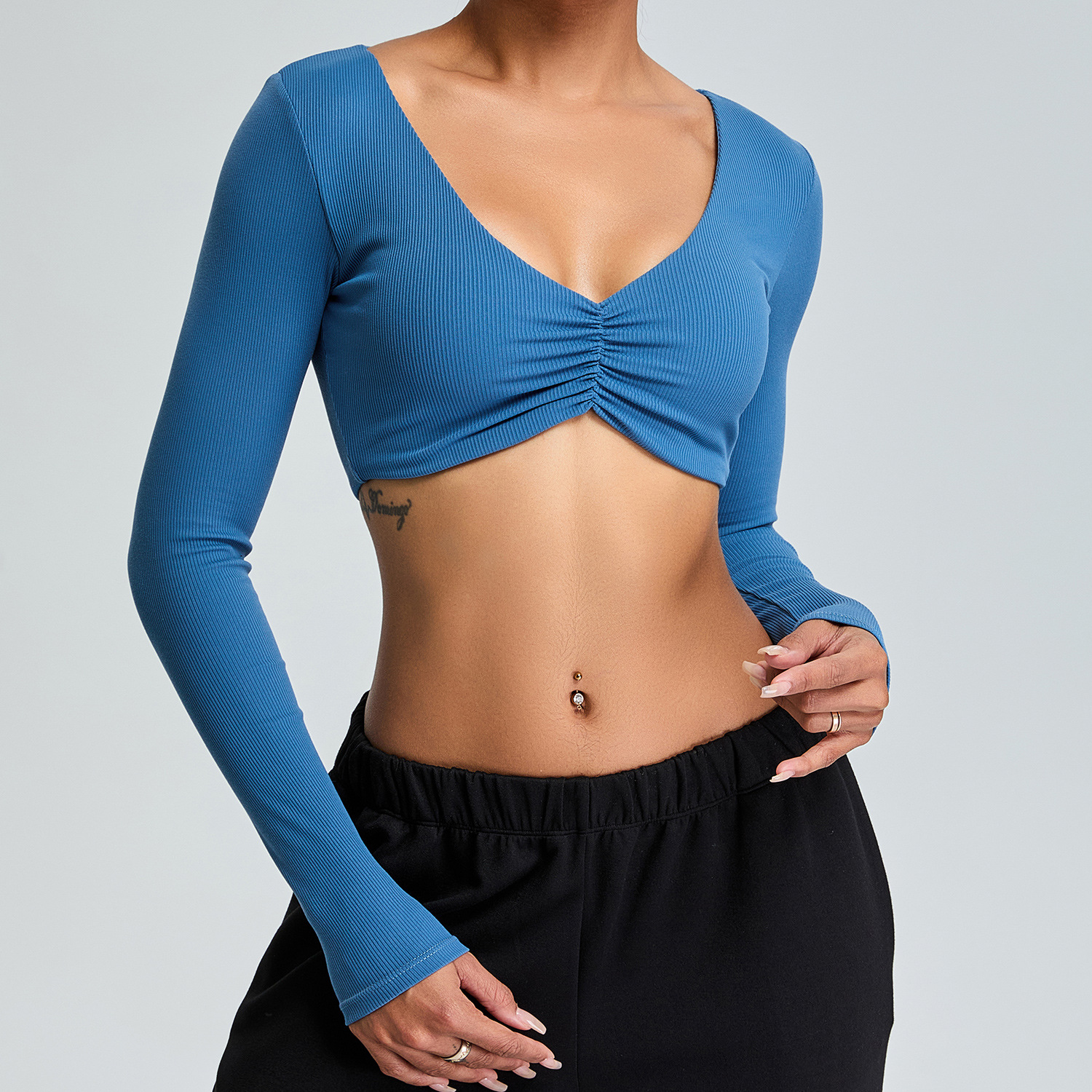 Fine Threaded Long-sleeved Yoga Clothes SYFTM0228