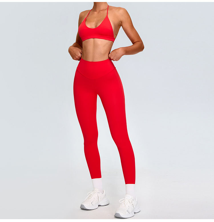 T-shaped Backless Sports Bra And High Waist Pants Suits SYFTM0201Y