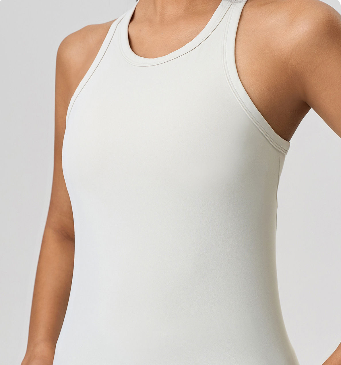 Nude U-neck Solid Color Yoga Tank Top D25057