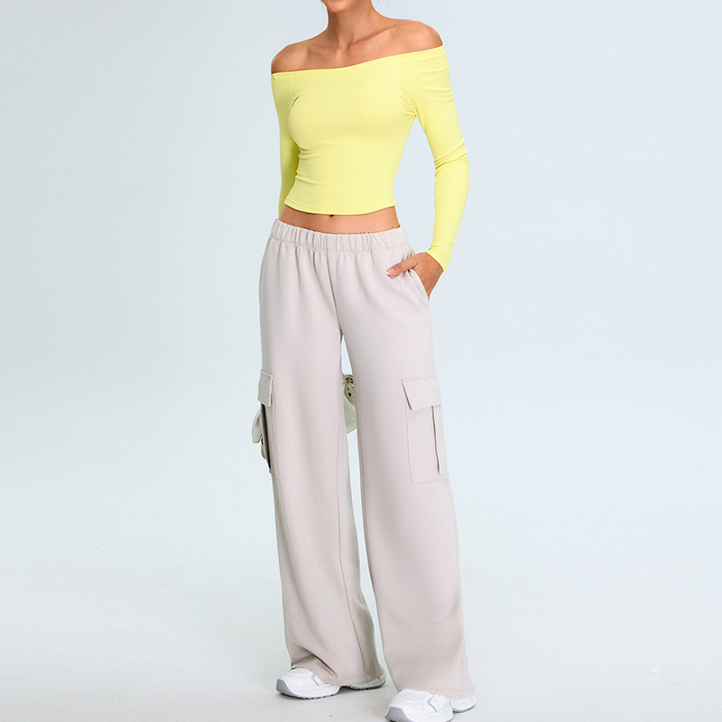 One-shoulder Loose Casual Workwear Straight Pants Suit SYFTM0214Y