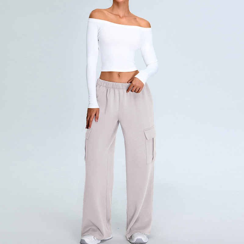 One-shoulder Loose Casual Workwear Straight Pants Suit SYFTM0214Y