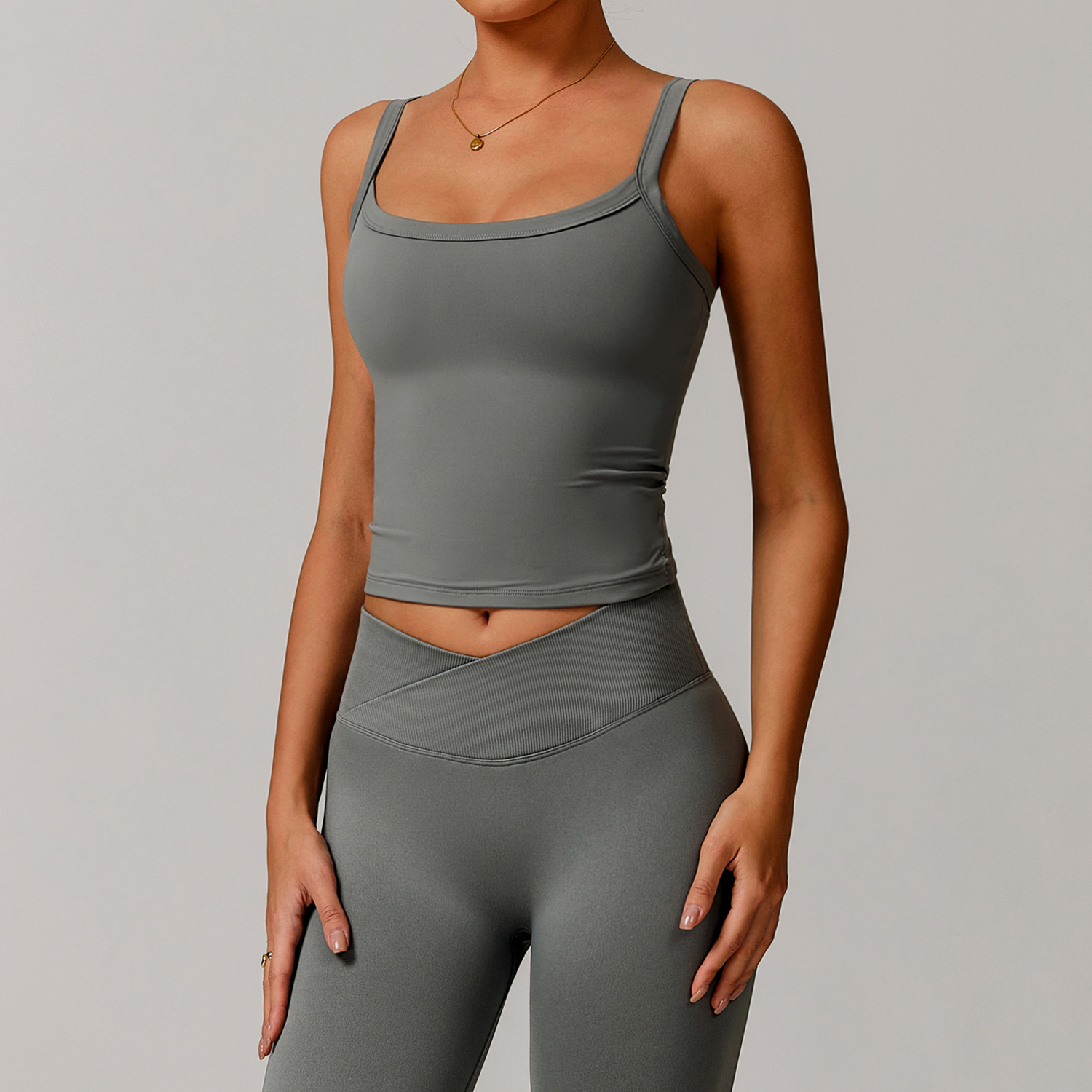 Soft Fabric Slim Wide Hem Yoga Vest 5036