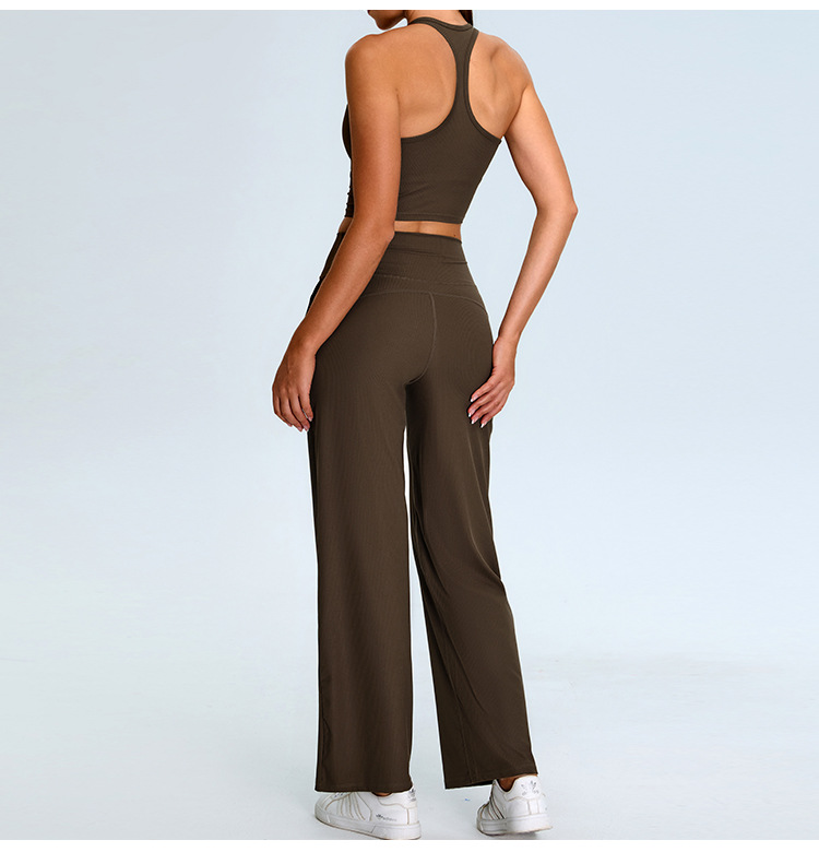 I-shaped Backless Threaded Casual Straight Yoga Suit SYFTM0208Y