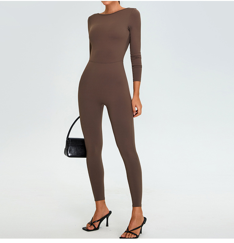 Long-sleeved U-shaped Backless Jumpsuit SYFTM0211