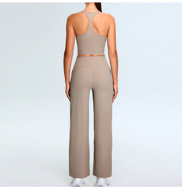 I-shaped Backless Threaded Casual Straight Yoga Suit SYFTM0208Y