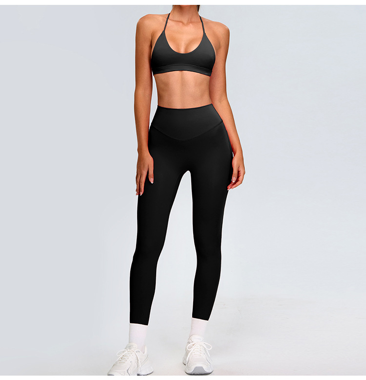 T-shaped Backless Sports Bra And High Waist Pants Suits SYFTM0201Y