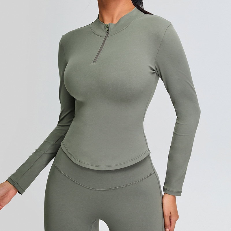 Stand-up Collar Long-sleeved Half-zip Slim Sports tops SYFTM0200