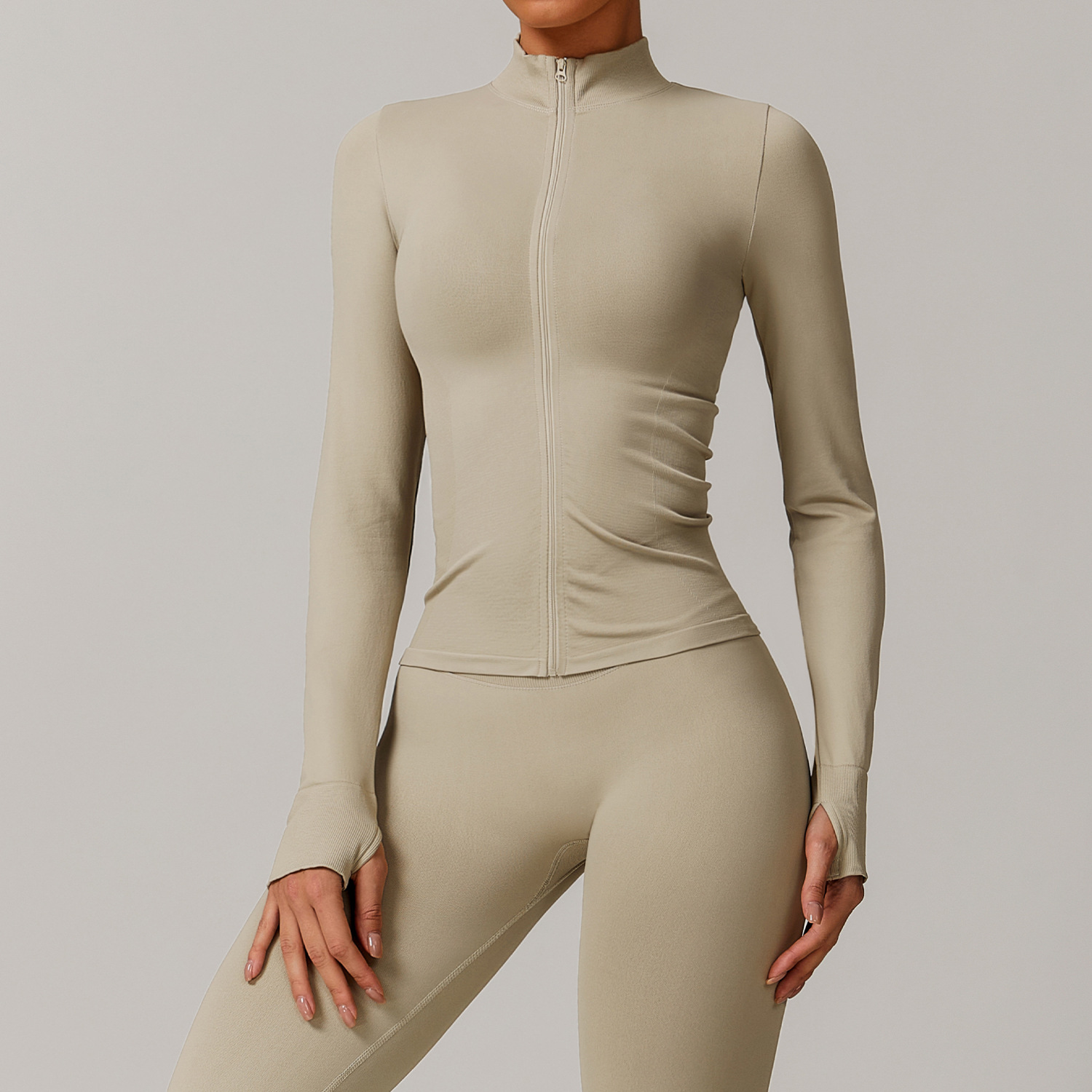 Seamless Slim Zip Down Yoga Tops 7755